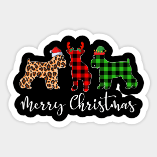 Merry Christmas Leopard Red Green Plaid Miniature Schnauzer Sticker